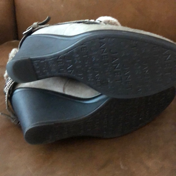 Janet sport suede shoes gray wedge low boots 11 - Picture 4 of 10